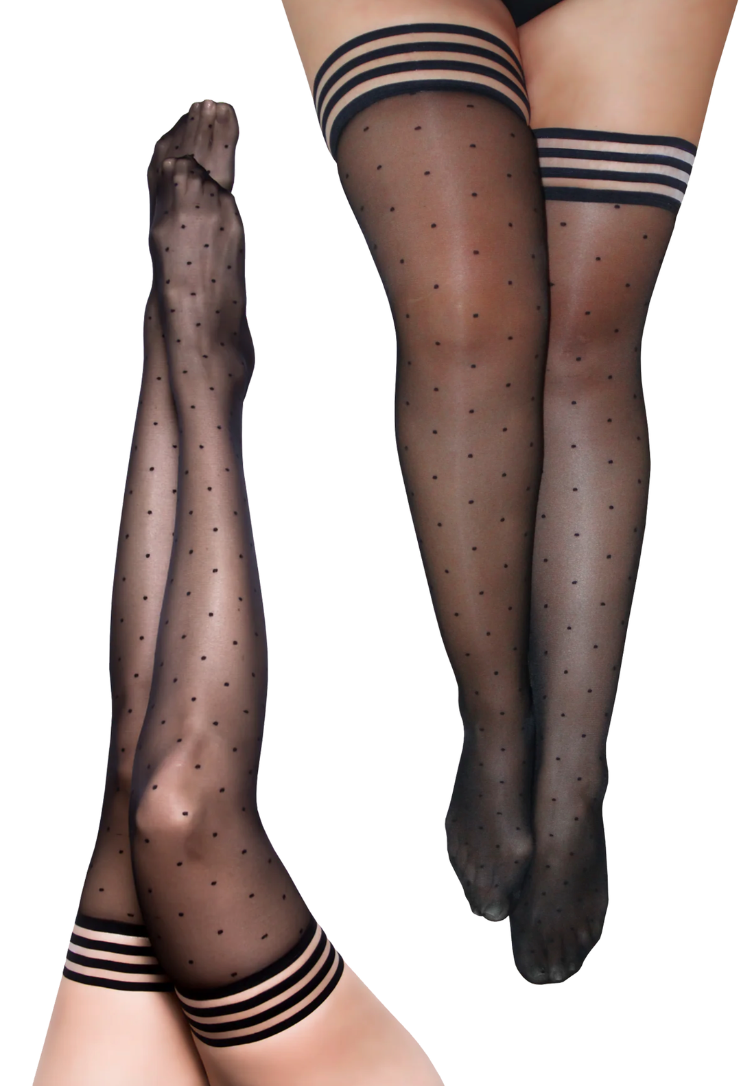 Kix'ies No-Slip Thigh High Stockings For Women - Stay Up Grip Band, Silky Soft, Multiple Sizes & Colors (Taylor Black)